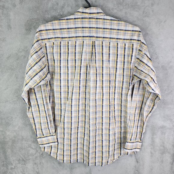 Mens Ariat Blue Yellow Plaid Shirt Long Sleeve Button Down Long Sleeve Size XLT - Picture 5 of 9